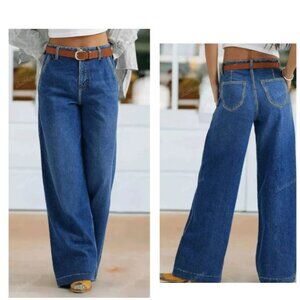 NWT Blue High Waist Large Leg Jeans size 14